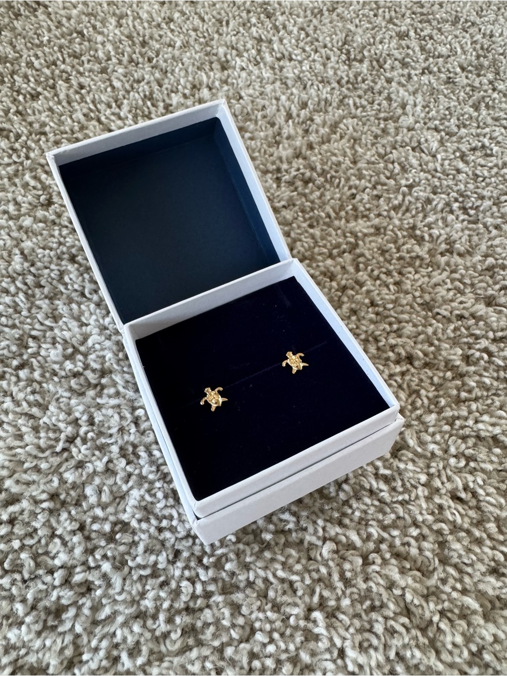 Gold Turtle and Flower Stud Earrings